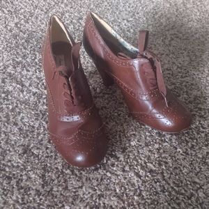 Brown heeled booties